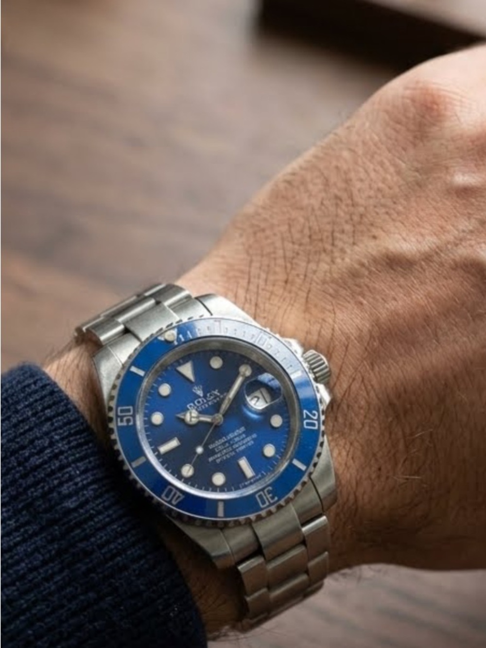 Submariner Style Blue Dial Stainless Steel Watch
